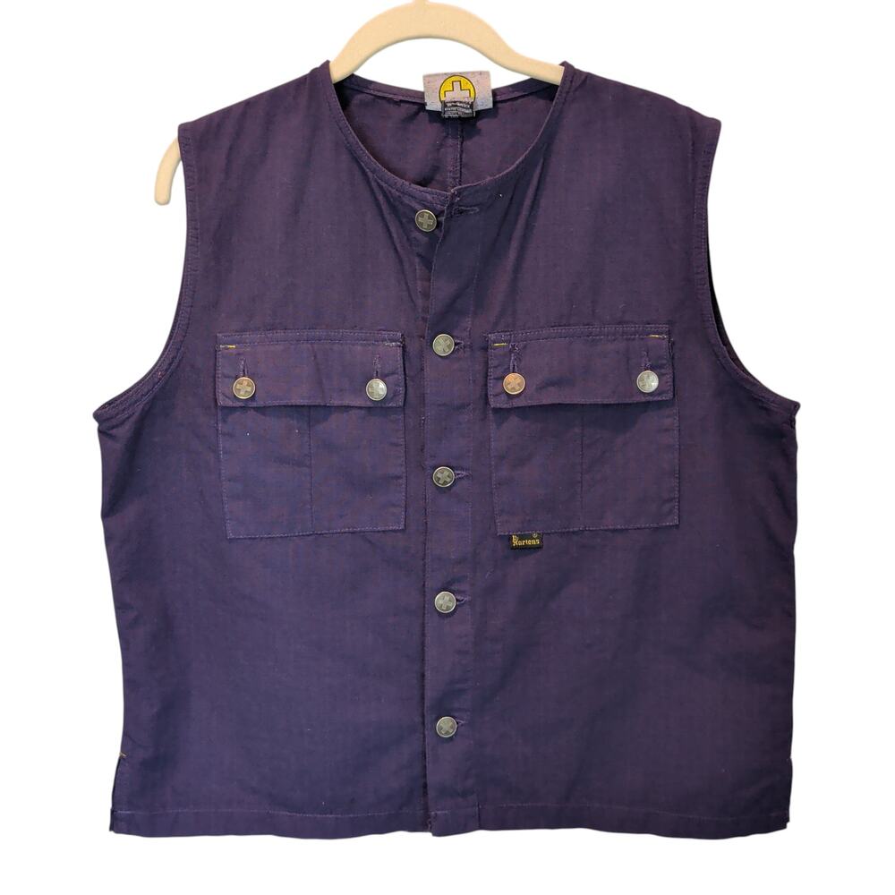 Vintage 90s Dr Martens Sz S Purple Utility Biker Vest Ripstop Made in USA Cotton